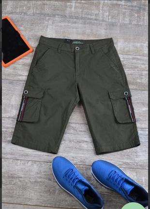 Мужские шорты с карманами хаки большой размер батал