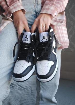 Air jordan 1 retro black white, кроссовки мужские джордан 1, кроссовки мужское высокие джордан 1