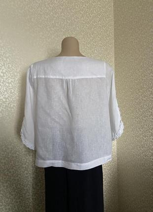 Білосніжна лляна сорочка ,блуза з шиттям  donnaeffe2 фото
