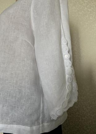 Білосніжна лляна сорочка ,блуза з шиттям  donnaeffe5 фото