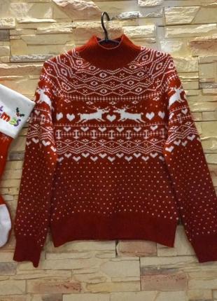 Новорічний светер з оленями1 фото
