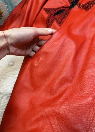 Блейзер шкіра вінтаж піджак ретро жакет з вишивкою шкіряний3 фото