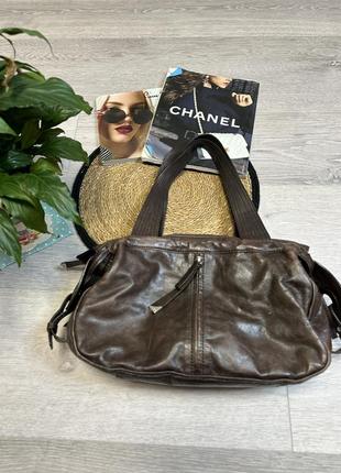 Guc insco bissau коричневая кожаная сумка через плечо кожаная винтажная сумка-торба шоппер1 фото