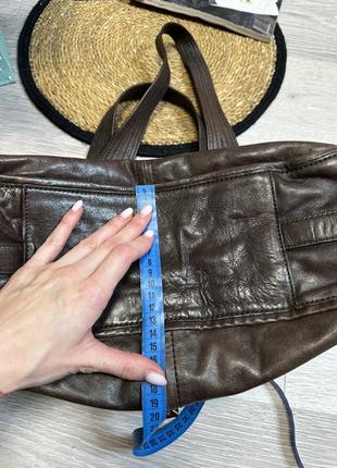 Guc insco bissau коричневая кожаная сумка через плечо кожаная винтажная сумка-торба шоппер9 фото