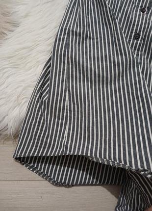 Стрейчеве плаття сорочка подовжена в смужку сіре4 фото