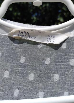 Очень красивая воздушная прозрачная белая блуза zara с кружевом10 фото
