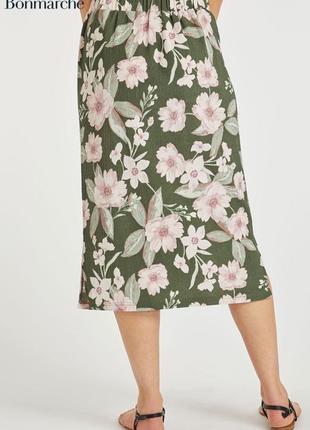 Прямая жатая юбка миди с цветочным принтом bonmarché батал2 фото