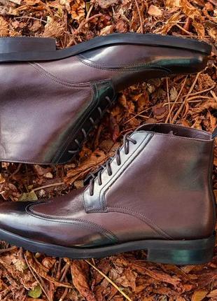 Кожаные мужские ботинки на байке5 фото