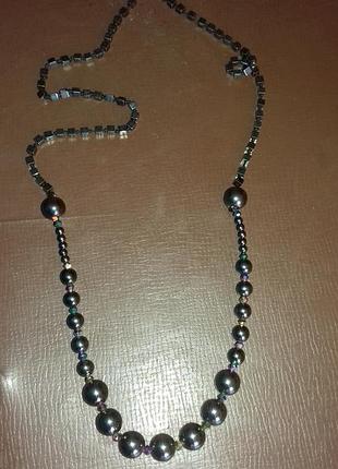 Буси натуральний камінь гематит та бензинове скло