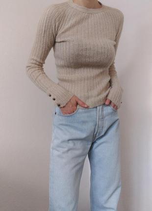 Мохеровий светр беж джемпер шерсть пуловер реглан лонгслів кофта бежева шерсть свитер2 фото
