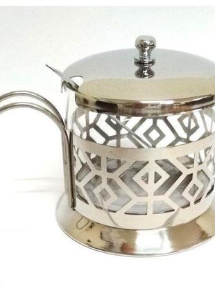 Сахарница с крышкой и ложечкой 200 мл kamille km-7007