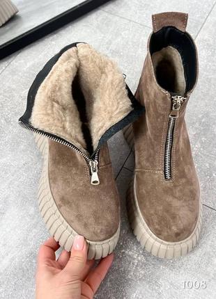 Замшеві зимові черевики з натуральної замші9 фото