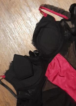 Брендовый 🔥 красивый пеньюар с кружевом р.12/38 от ann summers, крепление для чулок, косточки, поролон7 фото