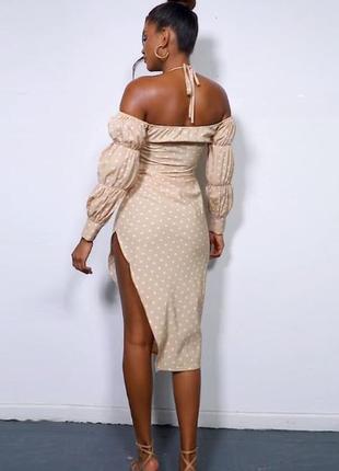 Розпродаж cукня prettylittlething міді горох asos з відкритими плечима6 фото