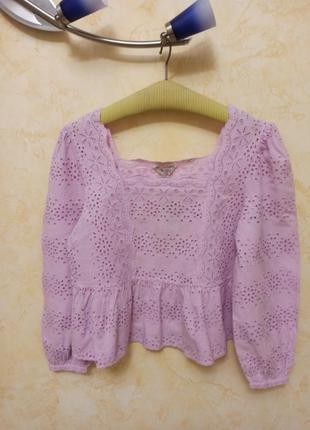 Красивая блузка кофточка с баской прошва шитьё