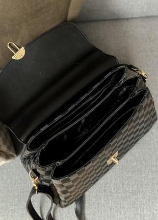 Черная сумка портфель в клетку в стиле louis vuitton6 фото