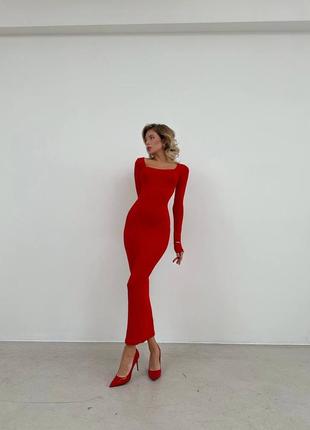 Элегантное длинное платье по фигуре / облегающее платье макси красное черное1 фото