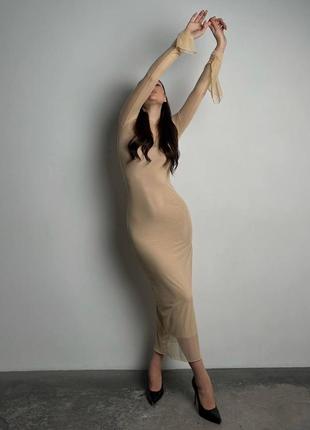 Хітова довга сукня з сіткою незвичайне дизайнерське плаття з віскози3 фото