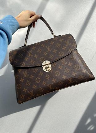 Коричнева сумка портфель в логотип в стилі louis vuitton4 фото