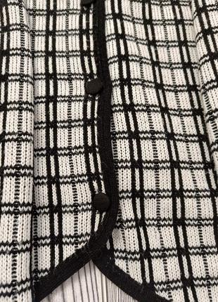 Трикотажный жакет укороченная кофта пиджак в клетку р.48-507 фото