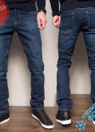 Зимние мужские джинсы на флисе стрейчевые fangsida, турция3 фото