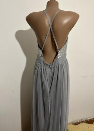 Вишукана довга вечірня сукня плаття в паєтки відкрита спина бренд shein4 фото