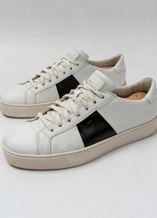 Santoni leather white sneakers мужские кожаные кеды кроссовки