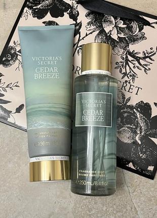 Акция!!victoria secret cedar breez спрей лосьон набор свежий подарочный