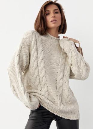 Вязаный свитер с косами oversize2 фото