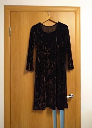 Красивый велюровый комплект платье и штаны, размер 144 фото