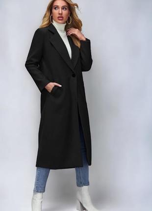 Однотонное длинное пальто макси черного цвета shein, размер l