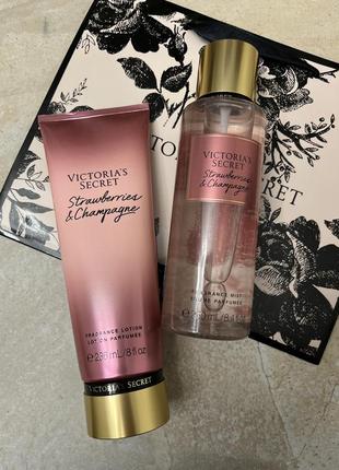 Victoria’s secret strawberry champagne шампанське полуниця спрей лосьон
