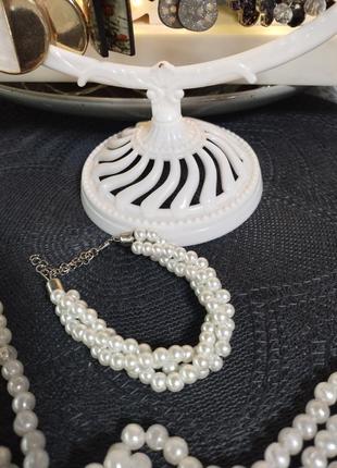 Ожерелье и браслет из искусственных жемчуга2 фото