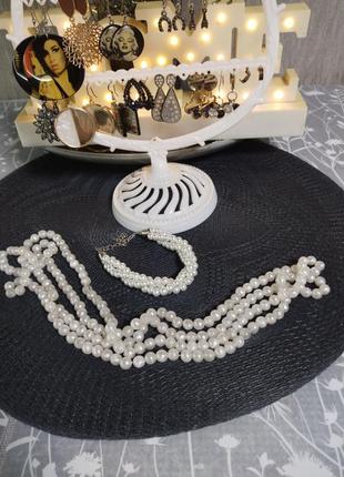 Ожерелье и браслет из искусственных жемчуга