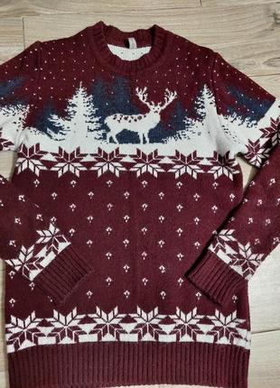 Чоловічий шерстяний светр з оленями світло-синій | чоловічий новорічний джемпер з оленями timoti туреччина3 фото