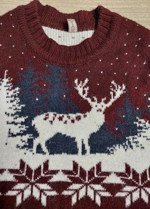 Мужской шерстяной свитер с оленями светло-синий &lt;unk&gt; мужской новогодний джемпер с оленями timegoti туречица2 фото