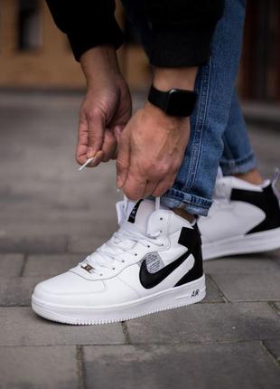 Мужские кроссовки nike air force 1 black white v2 зима / smb