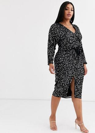 Платье мини с пайетками и поясом