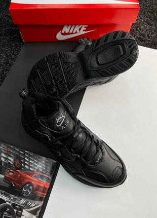 Зимові чоловічі кросівки nike m2k tekno mid all black fur ❄️7 фото