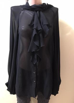 Блуза черная river island р.46/50 туника крепдешин