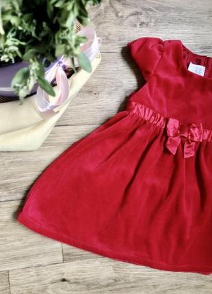 Платье бархатное красное р. 80 на 9-12 мес, h&m3 фото