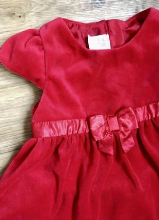 Платье бархатное красное р. 80 на 9-12 мес, h&m2 фото