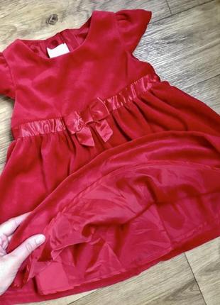 Платье бархатное красное р. 80 на 9-12 мес, h&m4 фото