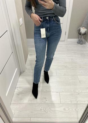 Джинсы джинсы zara mom 34 xs синие