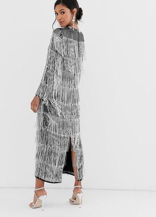 Exclusive 🔥🔥 платье макси с пайетками и бахромой из бисера