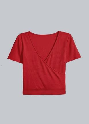 Розпродаж! футболка топ в рубчик на запах від easy wear