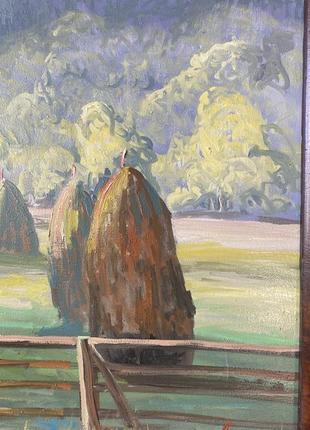 Картина масло холст художник андрусяк в. д. пейзаж «лето. после дождя» горы украина дубовая рама красное дерево подарок3 фото
