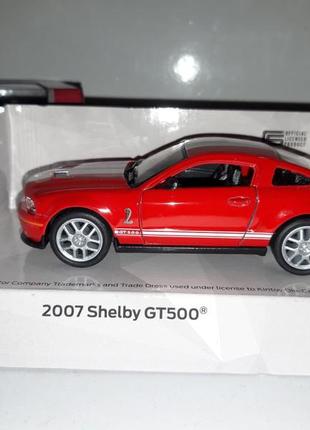 Машинка іграшкова shelby gt 500 kinsmart інерційний 1:32 червона/білі смуги
