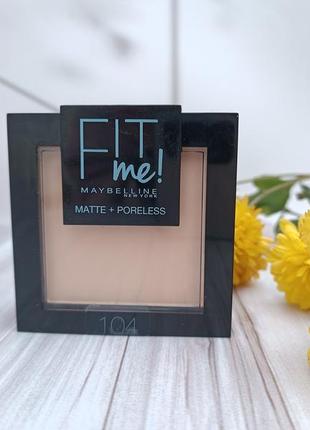 Матирующая компактная пудра для лица maybelline new york fit me! matte + poreless 104 soft ivory, 9 г