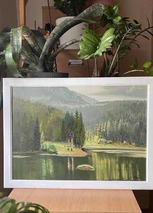 Картина масло холст художник андрусяк в. д. пейзаж «лето на о. синевир» горы украина подарок